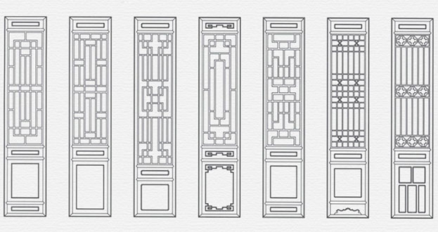 西盟常用中式仿古花窗图案隔断设计图